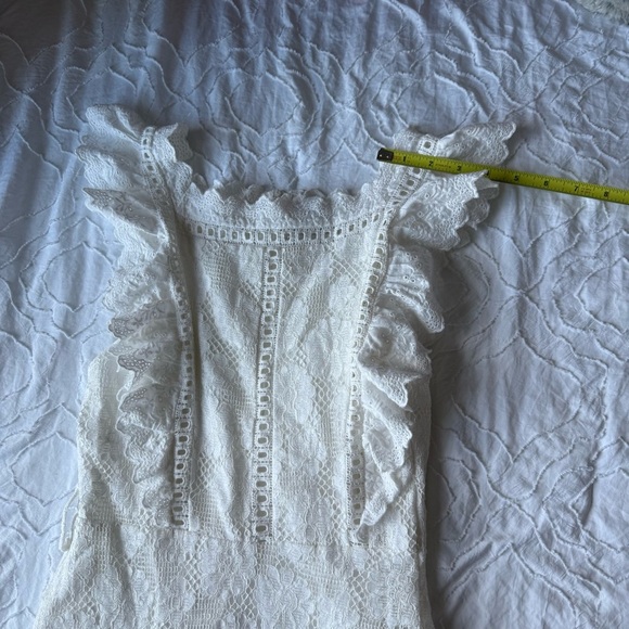 Selfie Leslie White Lace Ruffle Mini Dress Belt Loops - Picture 3 of 16